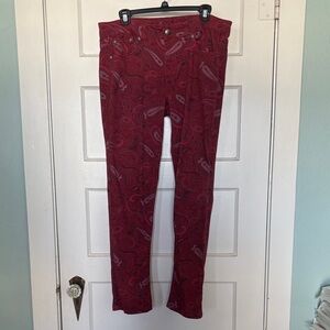 Royal Premium Red Paisley Patterned Jeans Size 10
